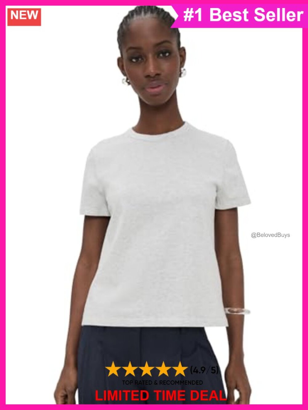 Madewell Crewneck T-Shirt Heathered Jersey Stretch Short Sleeve Tee